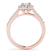 14K Rose Gold 1 1/3 ct tw Halo Diamond Engagement Ring