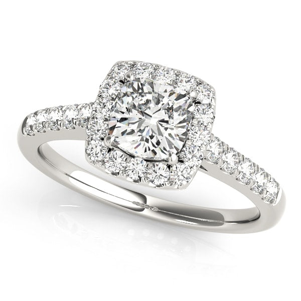 Platinum 1 1/3 ct tw Halo Diamond Engagement Ring