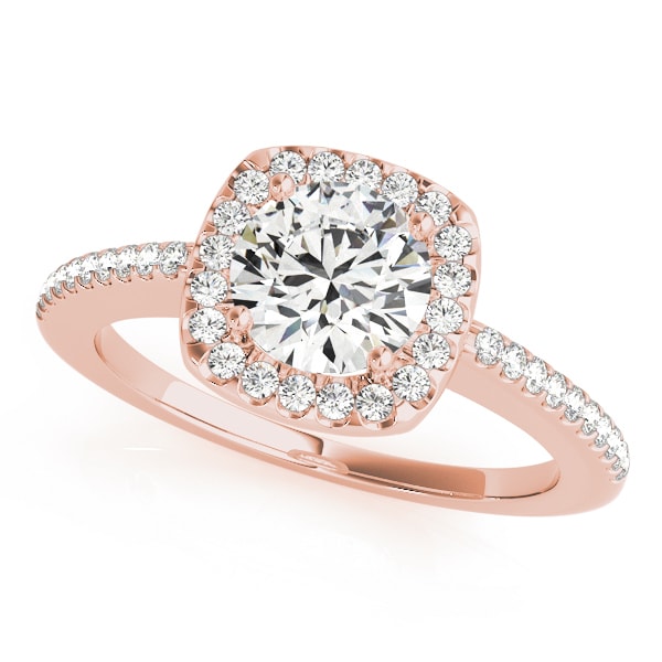 18K Rose Gold 1 1/5 ct tw Halo Diamond Engagement Ring