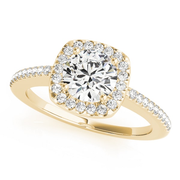 14K Yellow Gold 1 1/5 ct tw Halo Diamond Engagement Ring