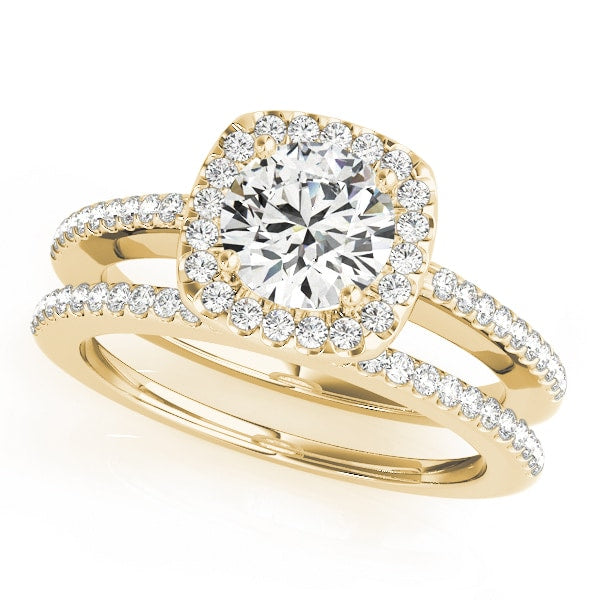 18K Yellow Gold 1 1/5 ct tw Halo Diamond Engagement Ring