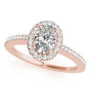 Rose Gold 0.5 ctw Oval Diamond Halo Engagement Ring