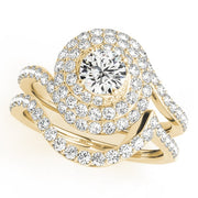 18K Yellow Gold 1 3/4 ct tw Halo Diamond Engagement Ring