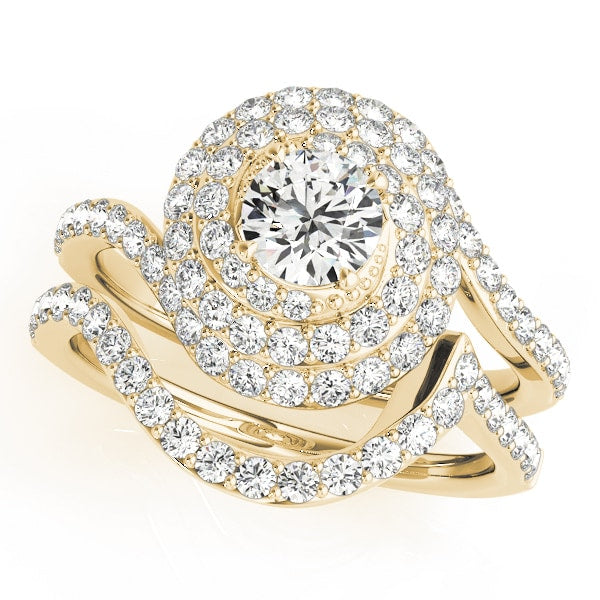 18K Yellow Gold 1 3/4 ct tw Halo Diamond Engagement Ring