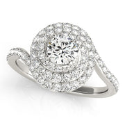 14K White Gold 1 3/4 ct tw Halo Diamond Engagement Ring