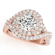 14K Rose Gold 1 ct Diamond Halo Engagement Ring