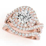 18K Rose Gold 1 5/8 ct tw Halo Diamond Engagement Ring