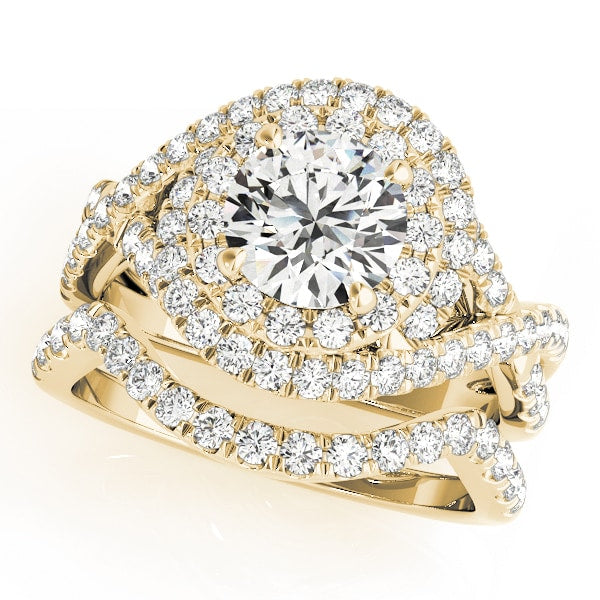 14K Yellow Gold 1 5/8 ct tw Halo Diamond Engagement Ring