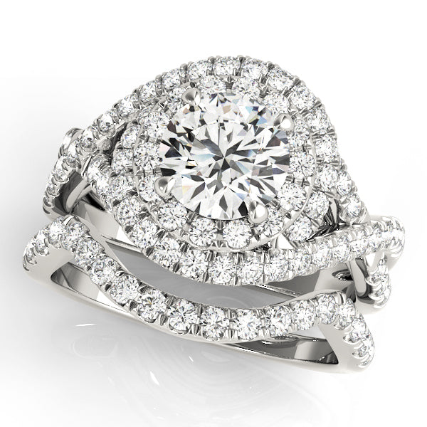 1.0 CT Round Diamond Halo Engagement Ring