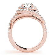 18K Rose Gold 1 5/8 ct tw Halo Diamond Engagement Ring