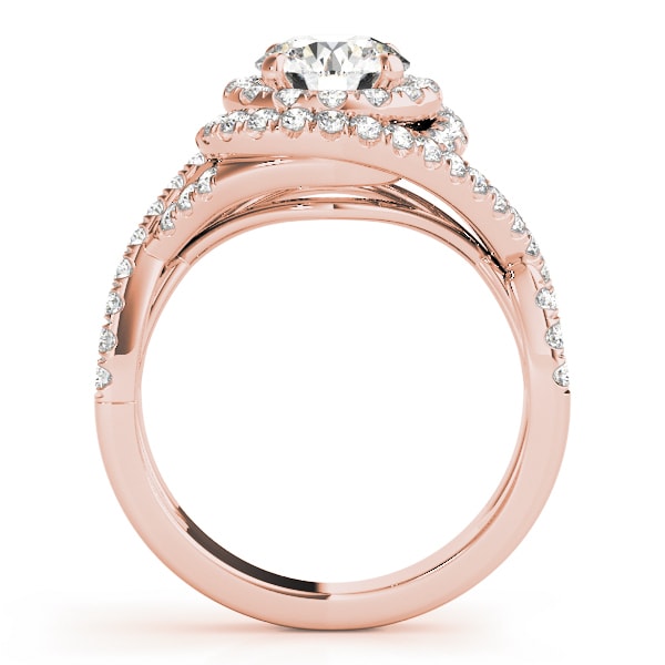18K Rose Gold 1 5/8 ct tw Halo Diamond Engagement Ring