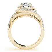 14K Yellow Gold 1 5/8 ct tw Halo Diamond Engagement Ring