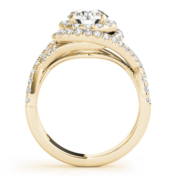 14K Yellow Gold 1 5/8 ct tw Halo Diamond Engagement Ring