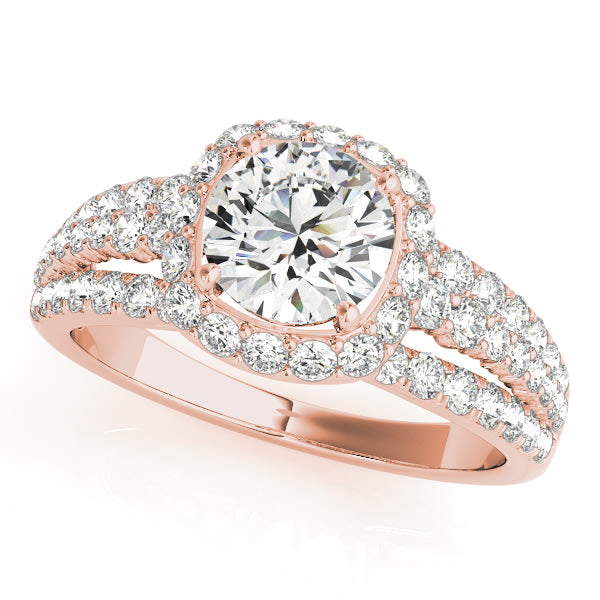18K Rose Gold 1 7/8 ct tw Halo Diamond Engagement Ring