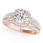 14K Rose Gold Diamond Halo Engagement Ring 1.88ctw