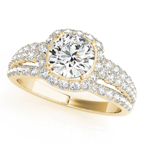 18K Yellow Gold 1 ct Diamond Halo Engagement Ring