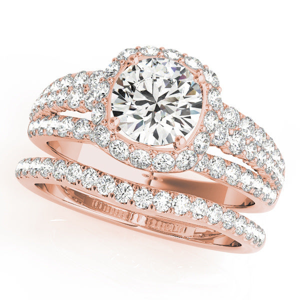 18K Rose Gold 1 7/8 ct tw Halo Diamond Engagement Ring