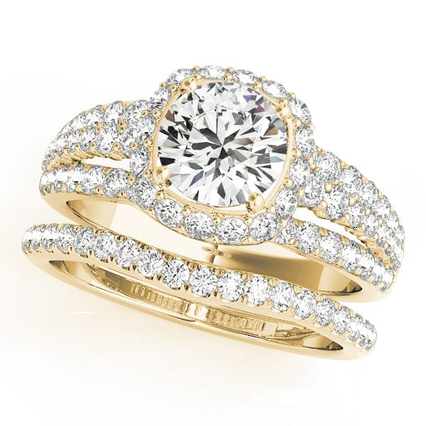 14K Yellow Gold 1 7/8 ct tw Halo Diamond Engagement Ring