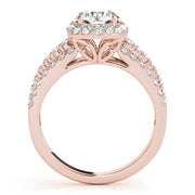 18K Rose Gold 1 7/8 ct tw Halo Diamond Engagement Ring