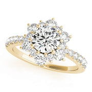 18K Yellow Gold Round Diamond Halo Engagement Ring