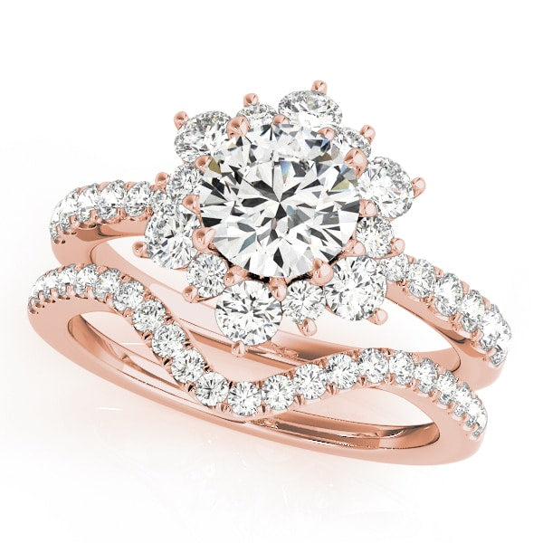 14K Rose Gold 1 7/8 ct tw Halo Diamond Engagement Ring