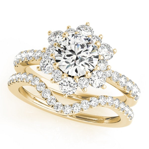 18K Yellow Gold 1 7/8 ct tw Halo Diamond Engagement Ring