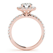 14K Rose Gold 1 1/2 ct tw Halo Diamond Engagement Ring