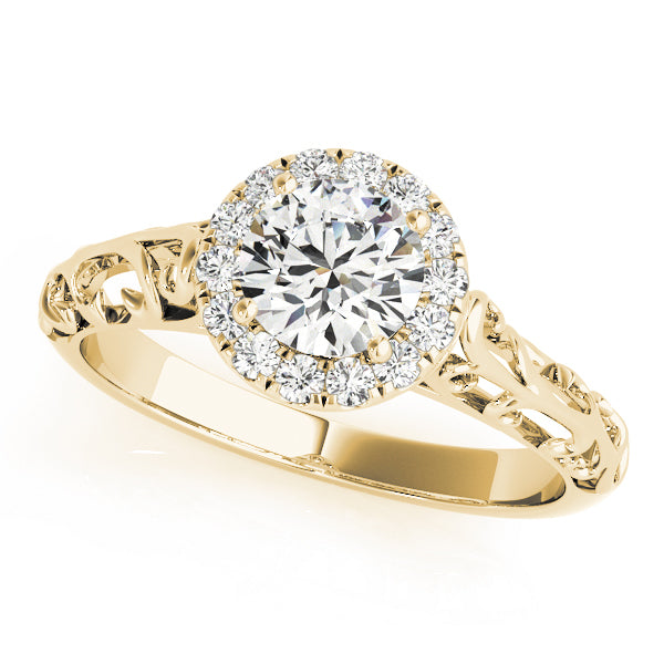 14K Yellow Gold 5/8 ct tw Halo Diamond Engagement Ring