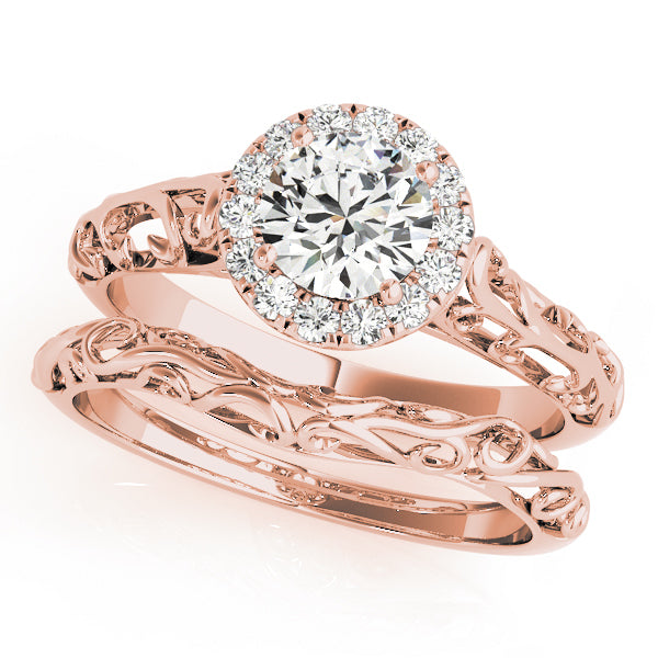 18K Rose Gold 5/8 ct tw Halo Diamond Engagement Ring