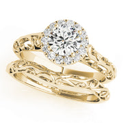 14K Yellow Gold 5/8 ct tw Halo Diamond Engagement Ring
