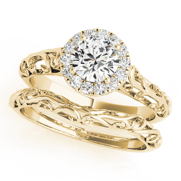 14K Yellow Gold 5/8 ct tw Halo Diamond Engagement Ring