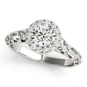 Round Diamond Halo Engagement Ring in Premium Setting