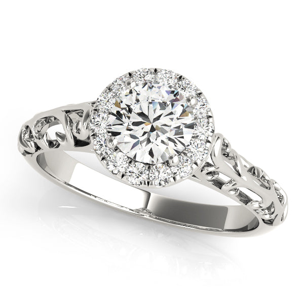 Platinum 5/8 ct tw Halo Diamond Engagement Ring