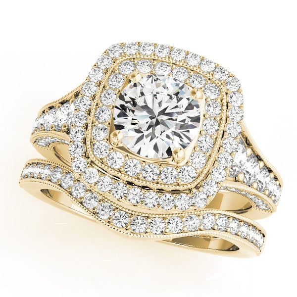 14K Yellow Gold 1 7/8 ct tw Halo Diamond Engagement Ring
