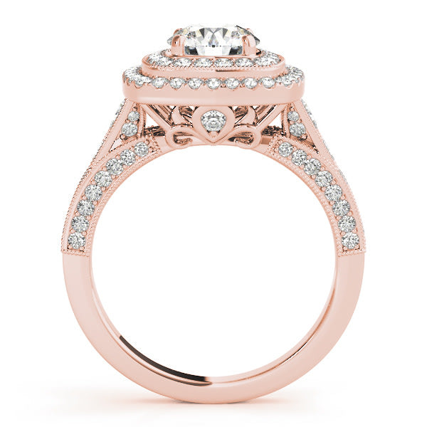 18K Rose Gold 1 7/8 ct tw Halo Diamond Engagement Ring