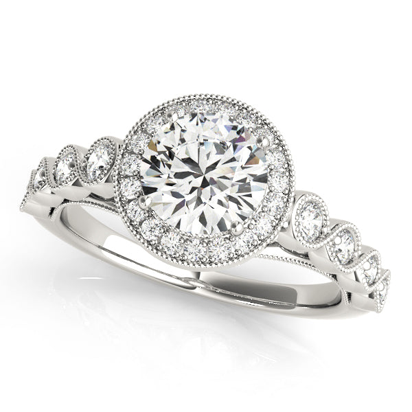 Premium Round Diamond Halo Engagement Ring