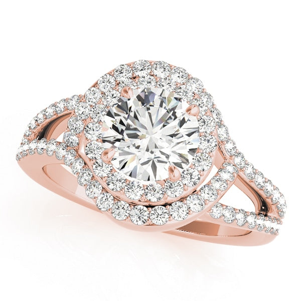 18K Rose Gold 1 3/4 ct tw Halo Diamond Engagement Ring