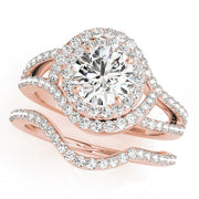 14K Rose Gold 1 3/4 ct tw Halo Diamond Engagement Ring