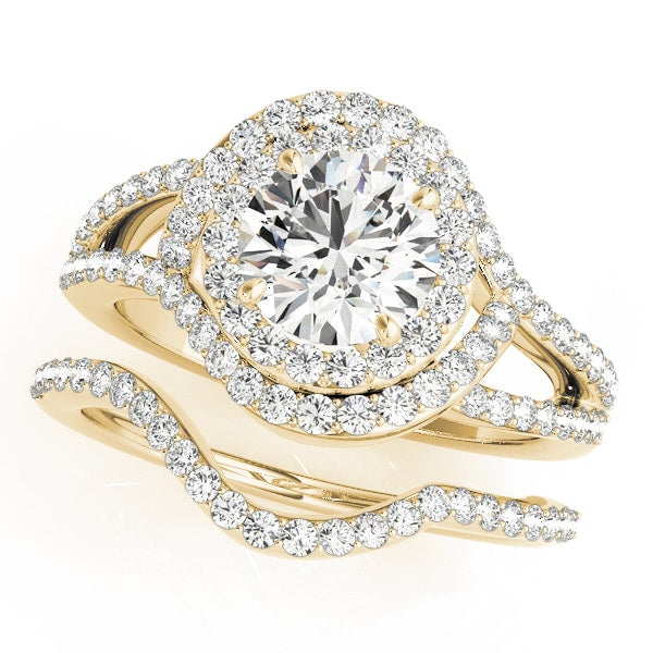 14K Yellow Gold 1 3/4 ct tw Halo Diamond Engagement Ring