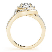 14K Yellow Gold 1 3/4 ct tw Halo Diamond Engagement Ring