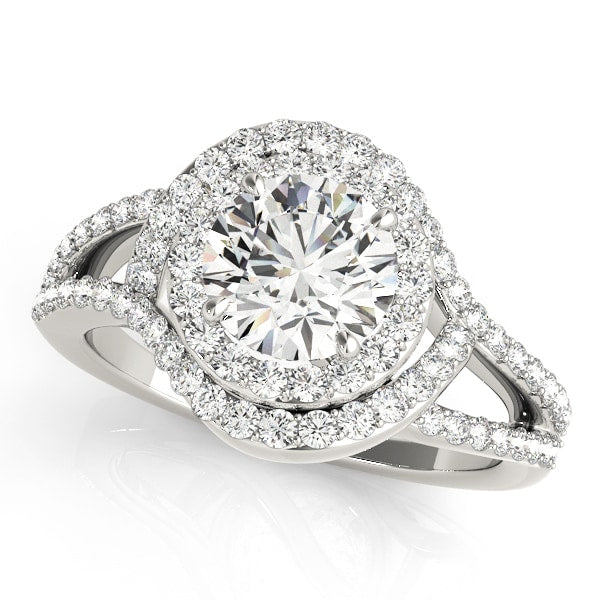 Platinum 1 3/4 ct tw Halo Diamond Engagement Ring