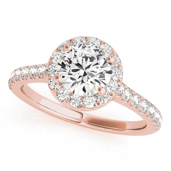 18K Rose Gold 1 1/3 ct tw Halo Diamond Engagement Ring