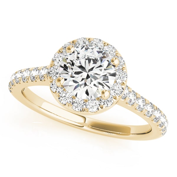 18K Yellow Gold 1 1/3 ct tw Halo Diamond Engagement Ring