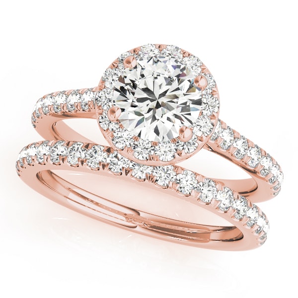 18K Rose Gold 1 1/3 ct tw Halo Diamond Engagement Ring