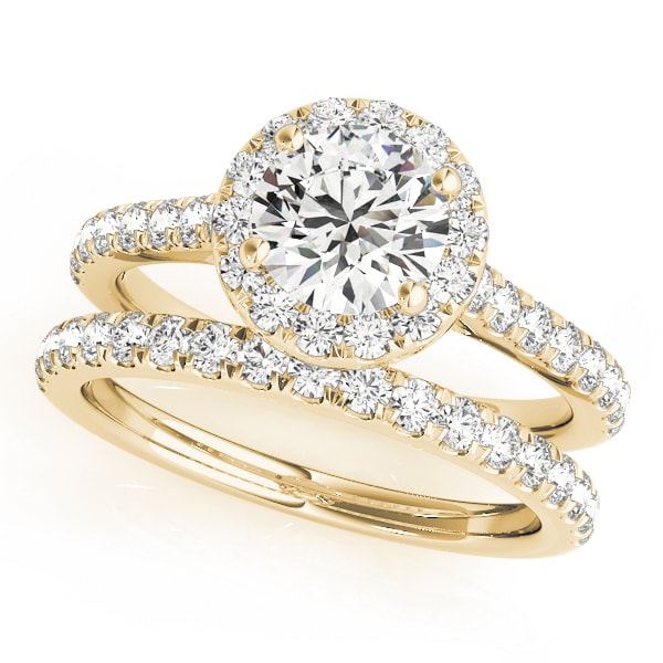 14K Yellow Gold 1 1/3 ct tw Halo Diamond Engagement Ring
