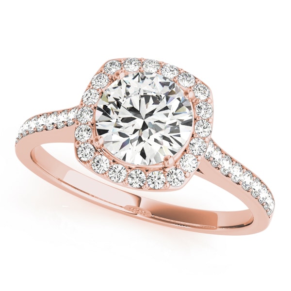 18K Rose Gold 1 1/3 ct tw Halo Diamond Engagement Ring