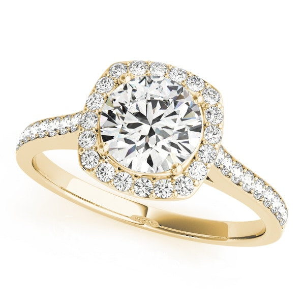 18K Yellow Gold 1 1/3 ct tw Halo Diamond Engagement Ring