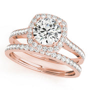 14K Rose Gold 1 1/3 ct tw Halo Diamond Engagement Ring