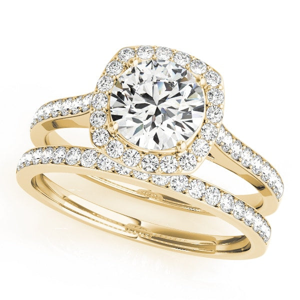 14K Yellow Gold 1 1/3 ct tw Halo Diamond Engagement Ring
