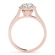 18K Rose Gold 1 1/3 ct tw Halo Diamond Engagement Ring